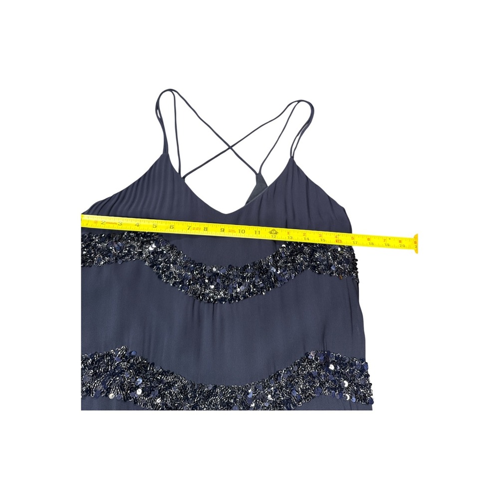 Willow & Clay Navy Blue Sequin Tiered Strappy Cami Top WW8271CAT Size Large - Picture 5 of 6